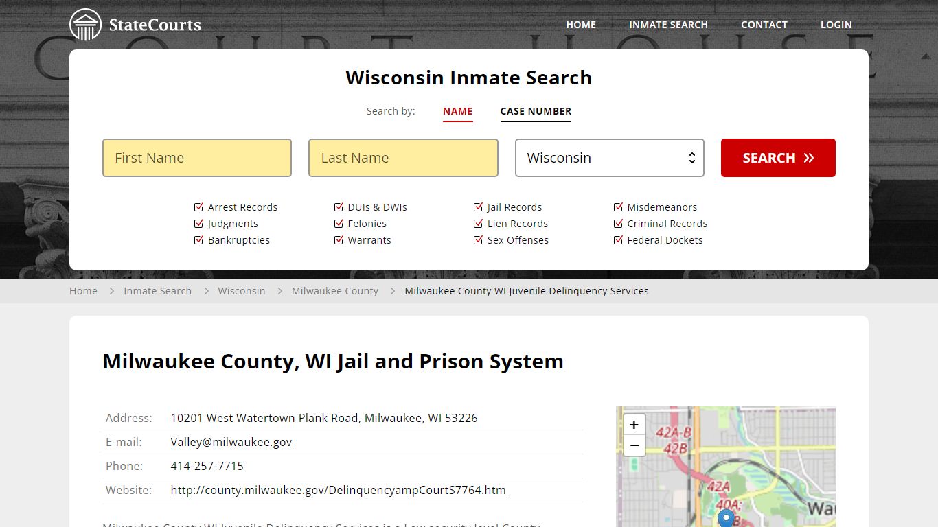 Milwaukee County WI Juvenile Delinquency Services Inmate Records Search ...